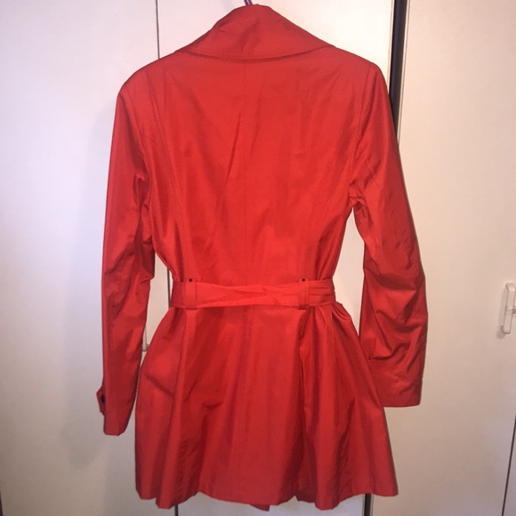 NWOT Melanie Lyne Neon Orange mid-length trench coat - Picture 3 of 6